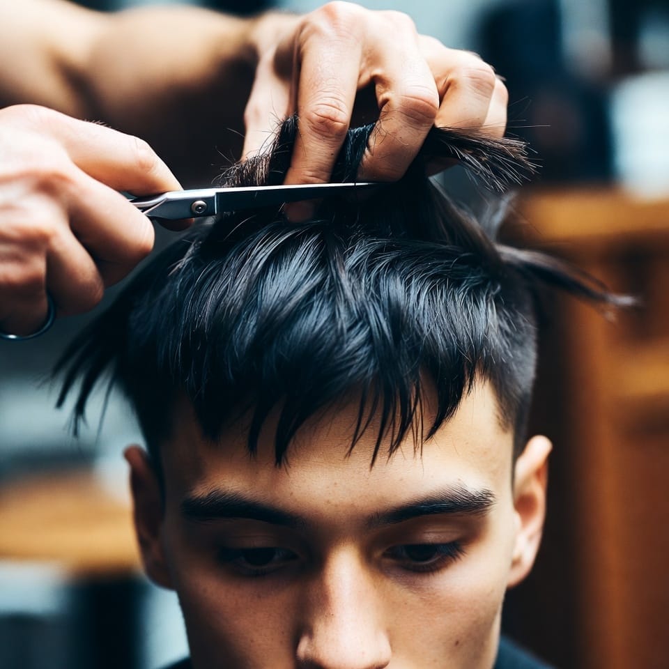 Hairdresser trimming hair with scissors — does cutting hair make it grow faster?