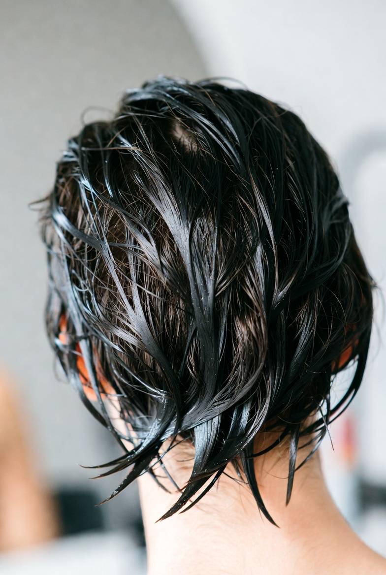 Shampoo for greasy hair being applied to the scalp