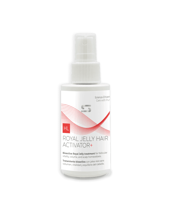 Royal Jelly Hair Activator Plus by SIMONE TRICHOLOGY, a leave-in royal jelly serum for fine, weakened hair