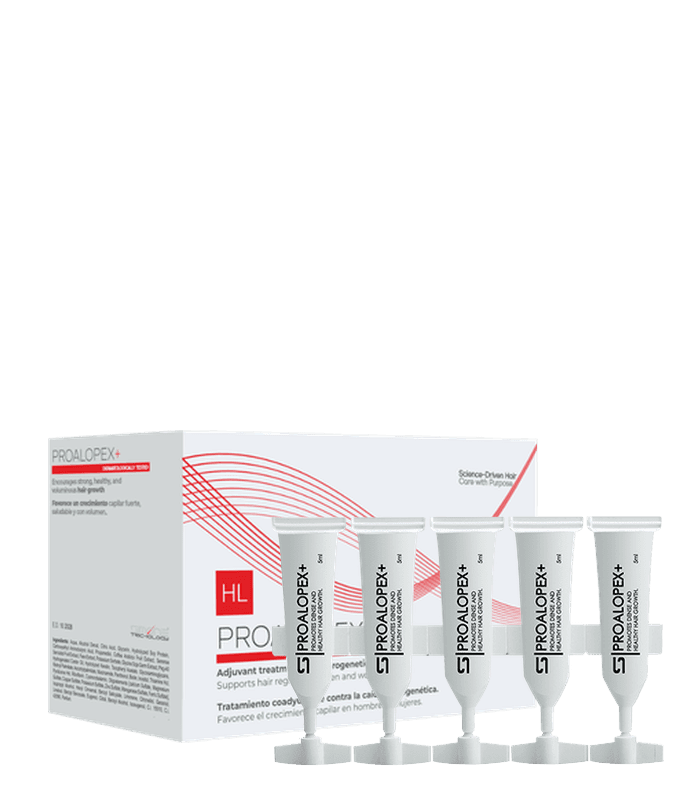 PROALOPEX+ by SIMONE TRICHOLOGY: box and 5 ml single-dose strips for thinning hair and transplant aftercare